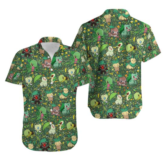 Grass Type Hawaiian Shirt - Bulbasaur Hawaiian Shirt