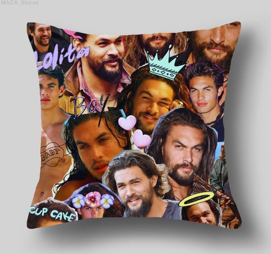 Jason Momoa Photo Collage Pillow, Cover Jason Momoa Pillow, Jason Momoa Sleeping Pillows, Birthday Gift Christmas Gift Decor