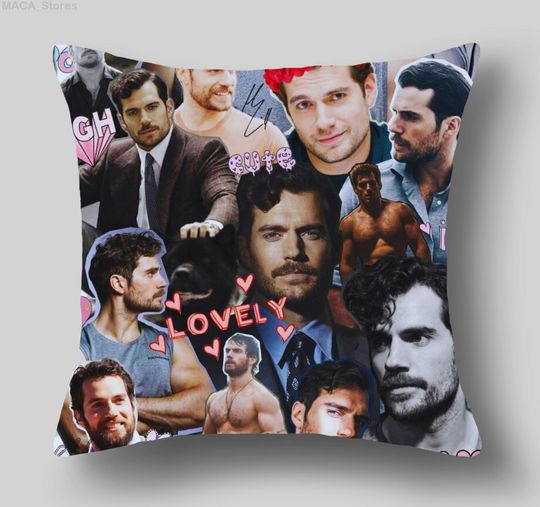 Henry Cavill Photo Collage Pillow, High Quality Image Printing Henry Cavill Pillow, Birthday Gift Pillow Cover Christmas Gift Pillow