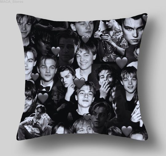 Leonardo DiCaprio Photo Collage Pillow, Leo Dicaprio Collage Birthday Gift Christmas Decorations Christmas Gift Leonardo DiCaprio Pillow