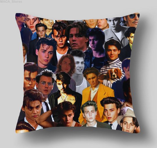 Johnny Depp Photo Collage Pillow, Christmas Decoration Pillow, Birthday Gift Christmas Pillow, Johnny Depp Pillow, Christmas Gift