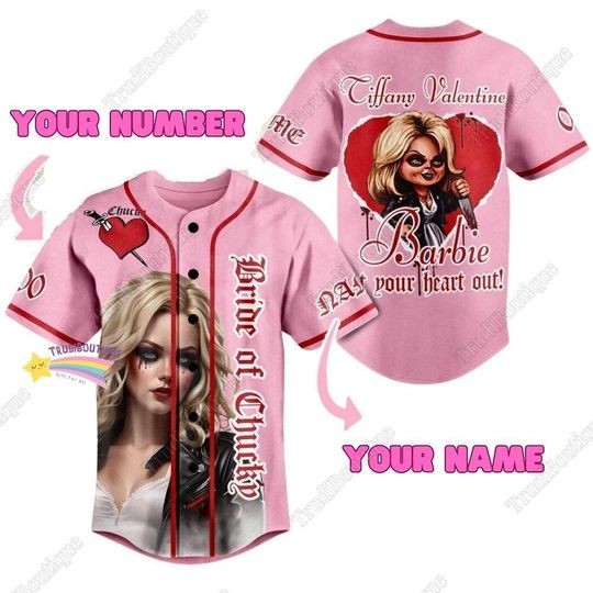 Halloween Bride Of Chucky Baseball Jersey, Tiffany Baseball Shirt, Chucky Doll Shirt, Childs Play Shirt, Horror Movie Shirt, Bride Of Chucky Gift