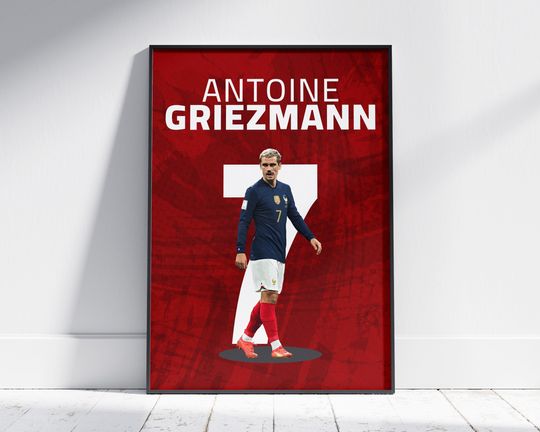 Antoine Griezmann Poster, Find Inspiration from Football Star, Present for Soccer Obsessed Man, France National Team, 4:5 Aspect Ratio Frame