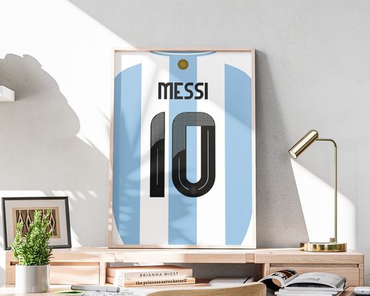 Lionel Messi 2024 Jersey Poster, Soccer Jersey, Argentina National Team, Football GOAT Print, Soccer Wall Decoration
