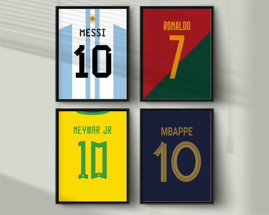 Soccer Stars Jerseys Bundle, Football Players, Ronaldo Messi, Neymar Mbappe,  Football Shirts Print, 3 Sizes Included