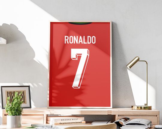 Cristiano Ronaldo 2024 Jersey Poster, Portugal Football Team, Soccer GOAT Print, Football Wall Decoration
