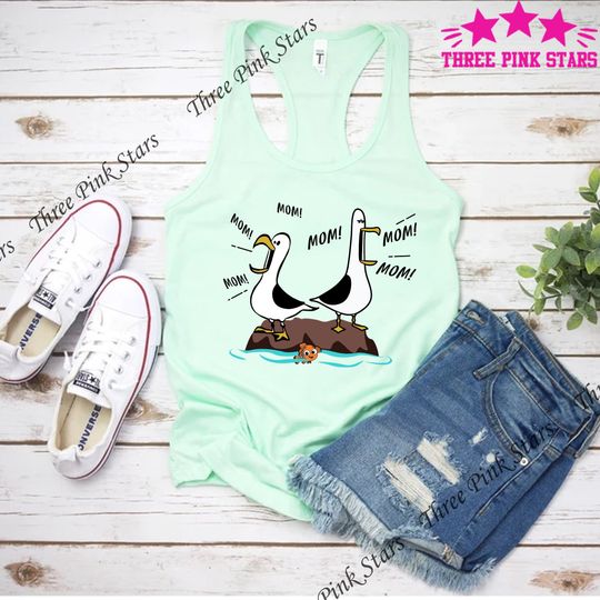 Mom Mom Mom Nemo Seagull Tank Top,  Finding Nemo Tank Top E3773