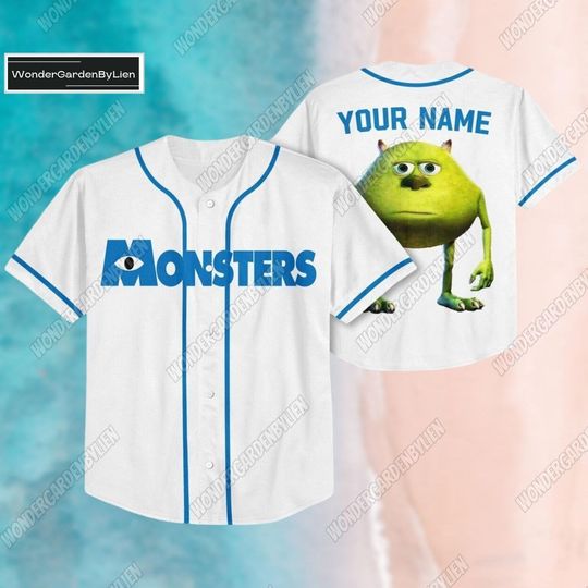 Monsters Mike Wazowski Shirt, Disney Monster Inc Baseball Jersey, Disney Mike Wazowski Jersey, Disney Epcot Button T-Shirt For Kids Adu