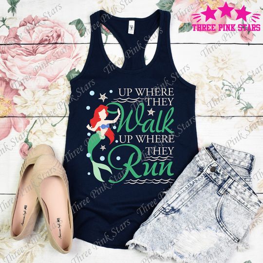 Little Mermaid Tank Top, Up Where They Walk, Up Where They Run, Mermaid Running Tank Top E5004