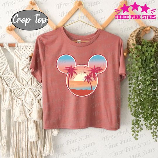 Sunset Beach Crop Top, Magic Kingdom Vacation, Magical Summer Trip Crop Tee E4077