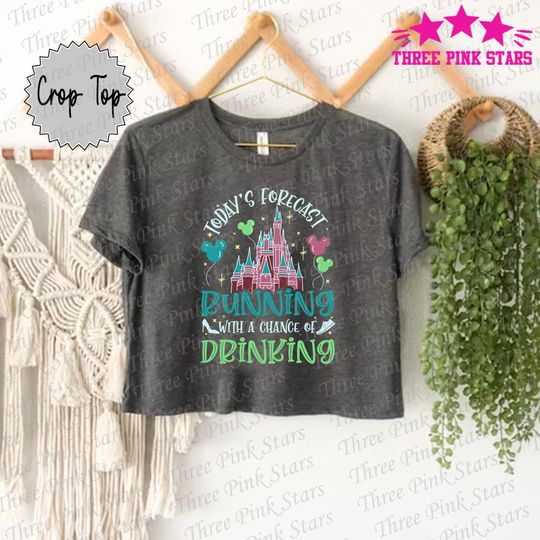 Magic Kingdom Running Crop Top, Today's Forecast Running Crop Tee, Magical Castle Crop Top E5107
