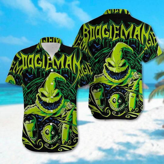 Horror Oogie Boogie Hawaiian Shirt, The Nightmare Before Christmas Hawaii Shirt, Summer Trip All Over Print Button Up, Halloween Movie Tee