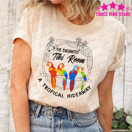 Enchanted Tiki Room Shirt, Birds Tropical Hideaway Adventureland T-Shirt E5246