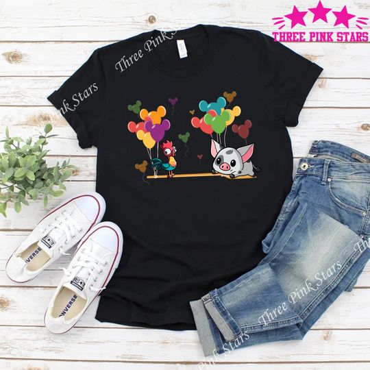 Moana Shirt, Pua And Hei Hei Mickey Balloon Shirt E4075