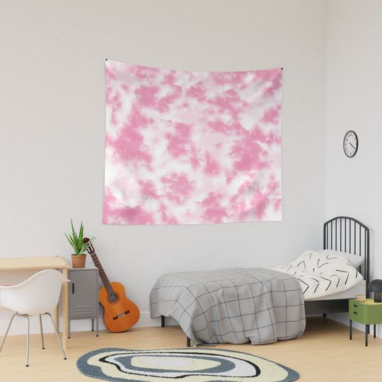 Warm Pink Clouds Tie Dye Tapestry, Retro Tapestry, Back to School Gift Idea, For Decoration, Home and Living