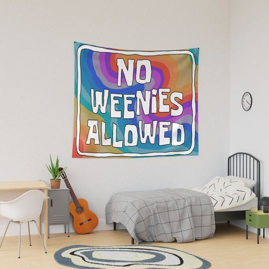 No Weenies Allowed Tapestry, Retro Tapestry, Back to School Gift Idea, For Decoration, Home and Living