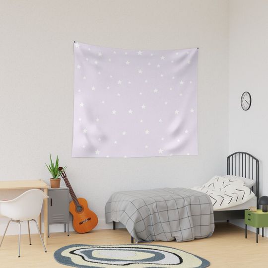Lilac Stars Tapestry, Retro Tapestry, Back to School Gift Idea, For Decoration, Home and Living