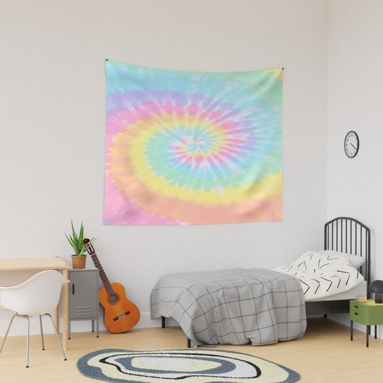 Pastel Tie Dye Tapestry, Retro Tapestry, Back to School Gift Idea, For Decoration, Home and Living