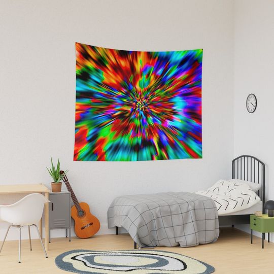 Rainbow Wormhole Tie-Dye PatternTapestry, Retro Tapestry, Back to School Gift Idea, For Decoration, Home and Living