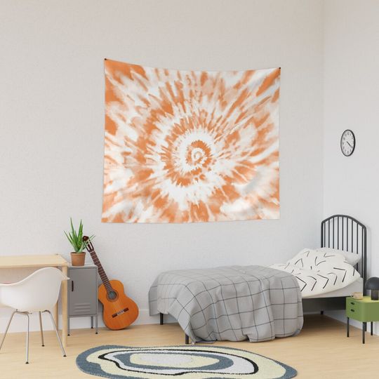 Orange Tie Dye Tapestry, Retro Tapestry, Back to School Gift Idea, For Decoration, Home and Living