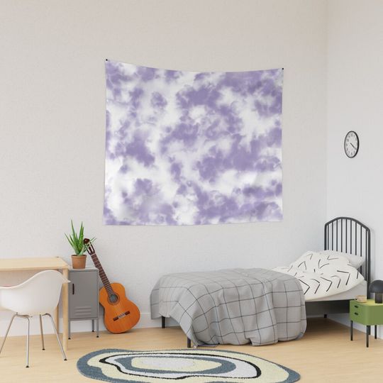 Purple Clouds Tie Dye Tapestry, Retro Tapestry, Back to School Gift Idea, For Decoration, Home and Living
