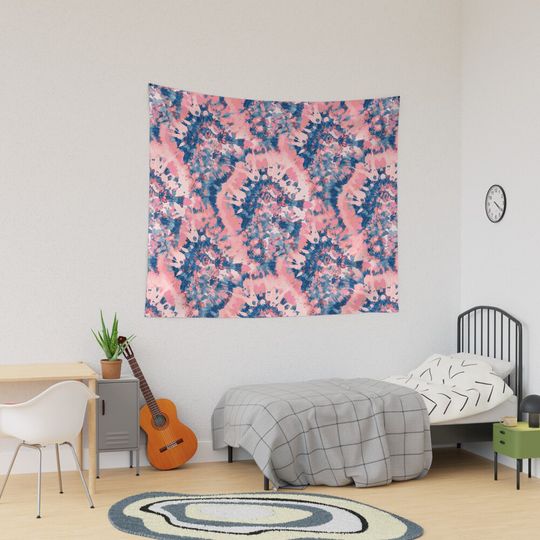 Beautiful Soft Blue & Pink Tie Dye Tapestry, Retro Tapestry, Back to School Gift Idea, For Decoration, Home and Living