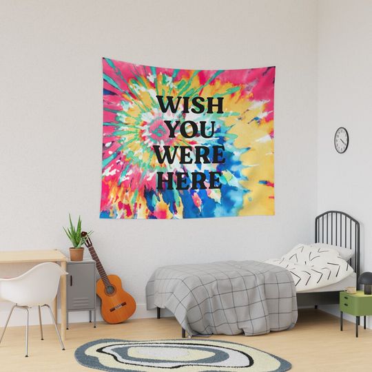 Wish You Were Here: Tie Dye Tapestry, Retro Tapestry, Back to School Gift Idea, For Decoration, Home and Living