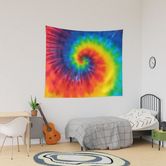 Tie Dye Swirl Rainbow Tapestry, Retro Tapestry, Back to School Gift Idea, For Decoration, Home and Living