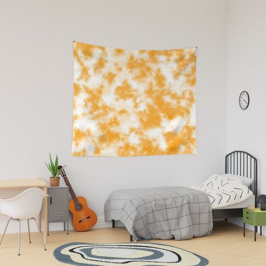 Orange Clouds Tie Dye Tapestry, Retro Tapestry, Back to School Gift Idea, For Decoration, Home and Living