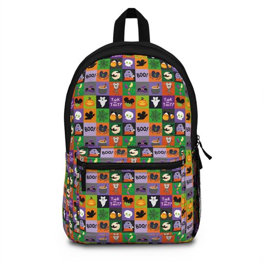 Disney Halloween Colorful Backpack with Mickey Pumpkins and Ghosts Spooky Magical Trick-or-Treat Backpack