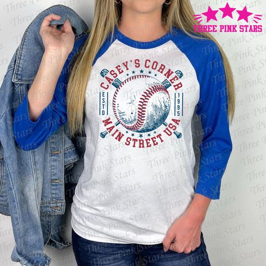 Casey's Corner Baseball Raglan 3/4 Sleeve, Main Street USA Shirt E5020
