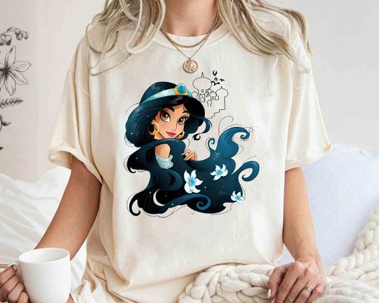 Disney Princess Jasmine Portrait Floral T-Shirt, Aladdin Jasmine Shirt
