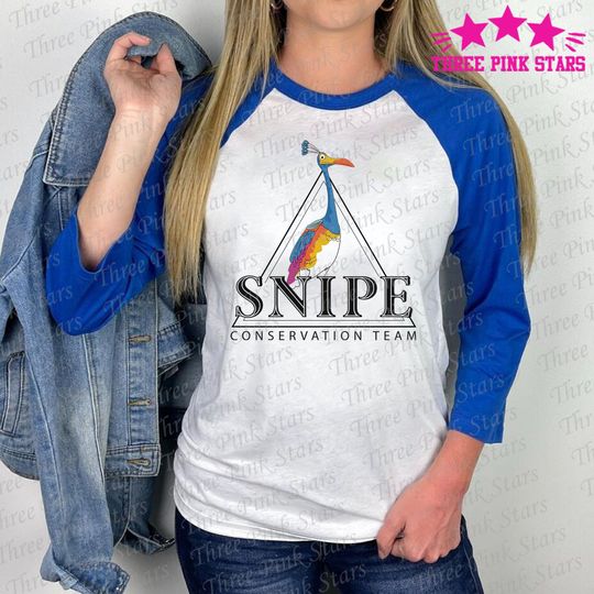 Snipe Conservation Team Raglan 3/4 Sleeve, Cute Kevin Bird Paradise Falls Shirt, Up Tee E4250