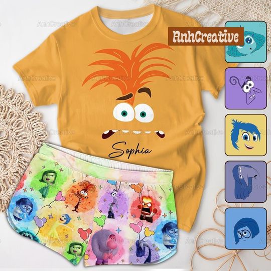 Disney Inside Out 2 T-shirt And Shorts Pants, Inside Out Pajamas Set, Inside Out Tshirt Shorts