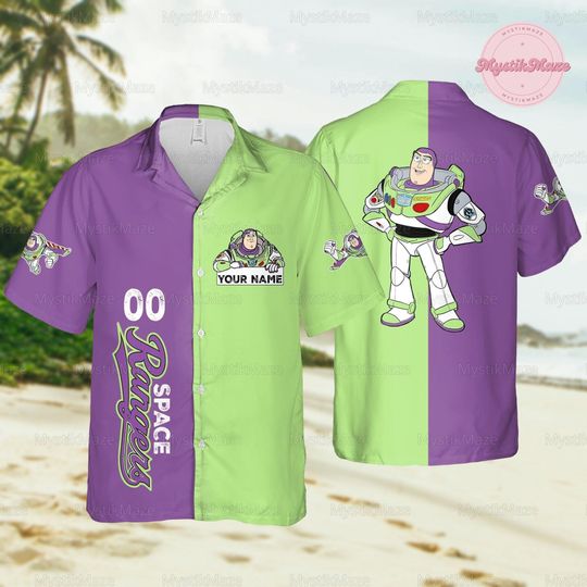 Personalized Buzz Lightyear Hawaiian Shirt, Toy Story Button Shirt, Disney Pixar Shirt, Buzz Lightyear Summer Shirt, Toy Story Shirt