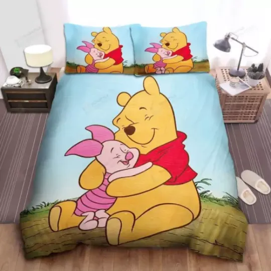 Disney Winnie The Pooh And Piglet Hugging Quilt Duvet Cover Set bedding sets
