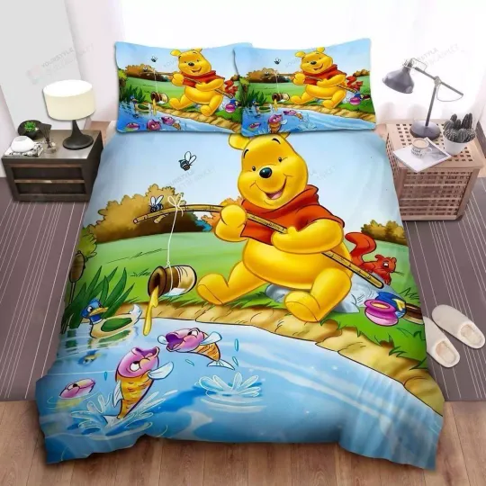 Disney Winnie The Pooh Fishing By Honey Quilt bedding sets