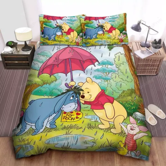 Disney Winnie The Pooh Giving Eeyore Umbrella bedding sets