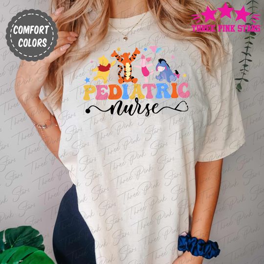 Winnie The Pooh Pediatric Nurse Comfort Colors Shirt, Pediatric Er Nurse Shirt, Peds Nurse Tee E5234