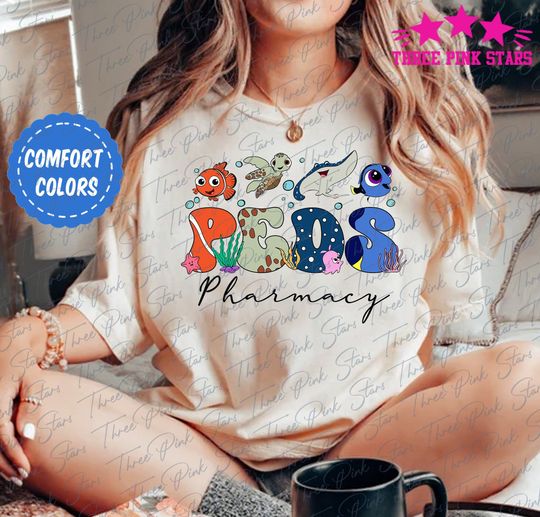 Pixar Finding Nemo Pediatric Pharmacy Comfort Colors Shirt, PEDS Pharmacy Animal Kingdom Shirt, PEDS Pharmacy Tech, PEDS Pharmacist E5276