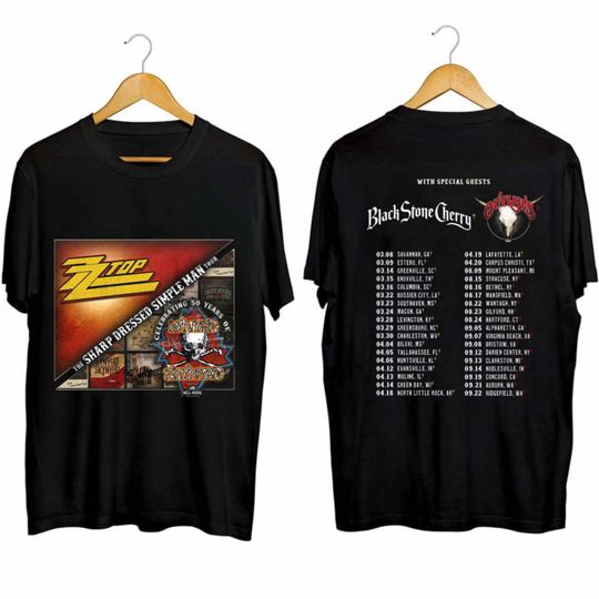 Lynyrd Skynyrd ZZ Top Tour 2024 Shirt, ZZ Top World Tour 2024, Lynyrd Skynyrd Tour 2024, Sharp Dressed Simple Man US Tour Shirt