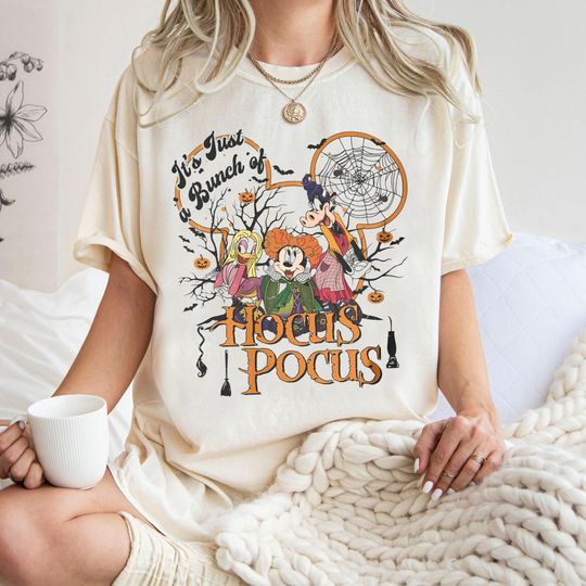 Discover Vintage Disney Hocus Pocus Shirt, It'S Just A Bunch Of Hocus Pocus T-shirt, Disney Witch Tee, Birthday Gift Shirts, Disney Family Trip