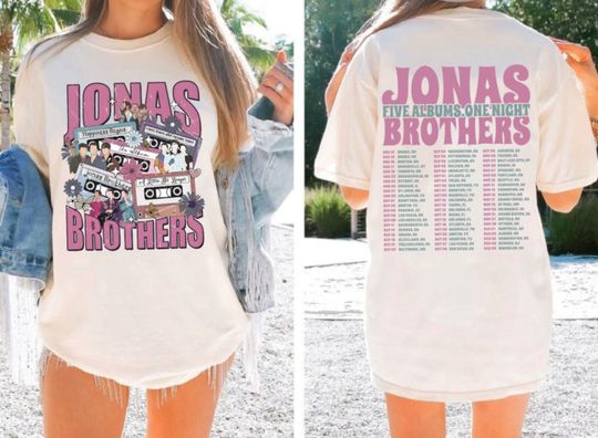 Vintage Jonas Brothers Shirt, Jonas Brothers Cassette Shirt, Nick Joe Kevin Jonas Shirt, Retro Five Albums One Night Tour