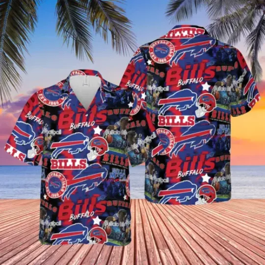 Buffalo Bills Hawaiian Shirt, button down shirt, Gift for Fan
