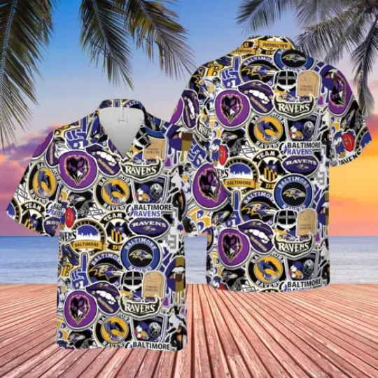 Baltimore Ravens Hawaiian Shirt, button down shirt, Gift for Fan