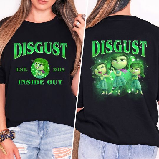 Disgust Inside Out 2 Character Shirt, Inside Out Double Side Full Character Shirt, Inside Out Emotion Family Halloween Party Gift