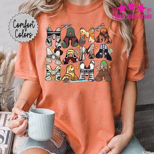 Comfort Colors Star Wars Mama Shirt, Galaxy's Edge Trip Shirt, Gift for Mom, Mother's Day Shirt, Star Wars Mom Tee E5095