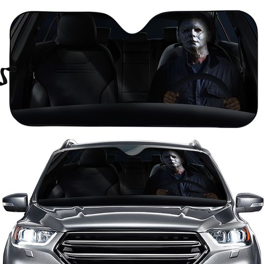 Michael Myers Car Sunshade, Horror Halloween Gift Idea Auto Sun Shade