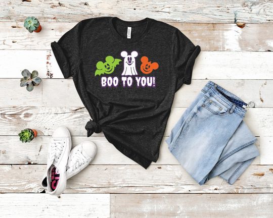 Boo to You Glow in the Dark Comfortable Short Sleeve Sports Tee for Men, Women, Kids, Disneyland Halloween Gifts
