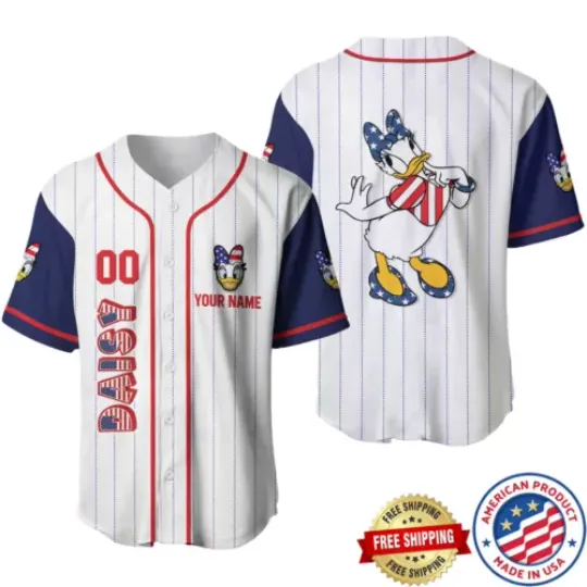 Daisy Duck Baseball Jersey Shirt, Daisy Duck Lovers Button Down Shirt Gift